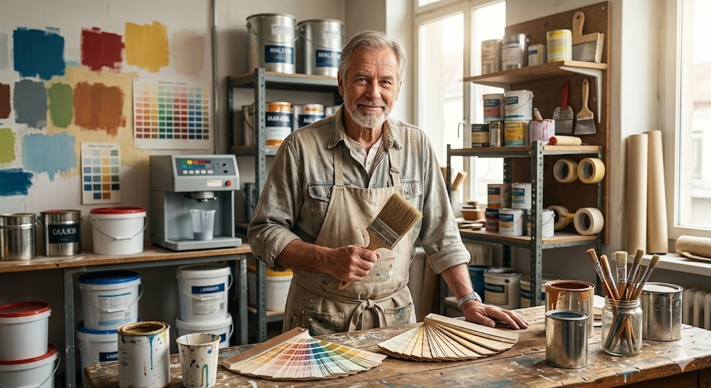 Erfahrener Malerchef in seinem Betrieb